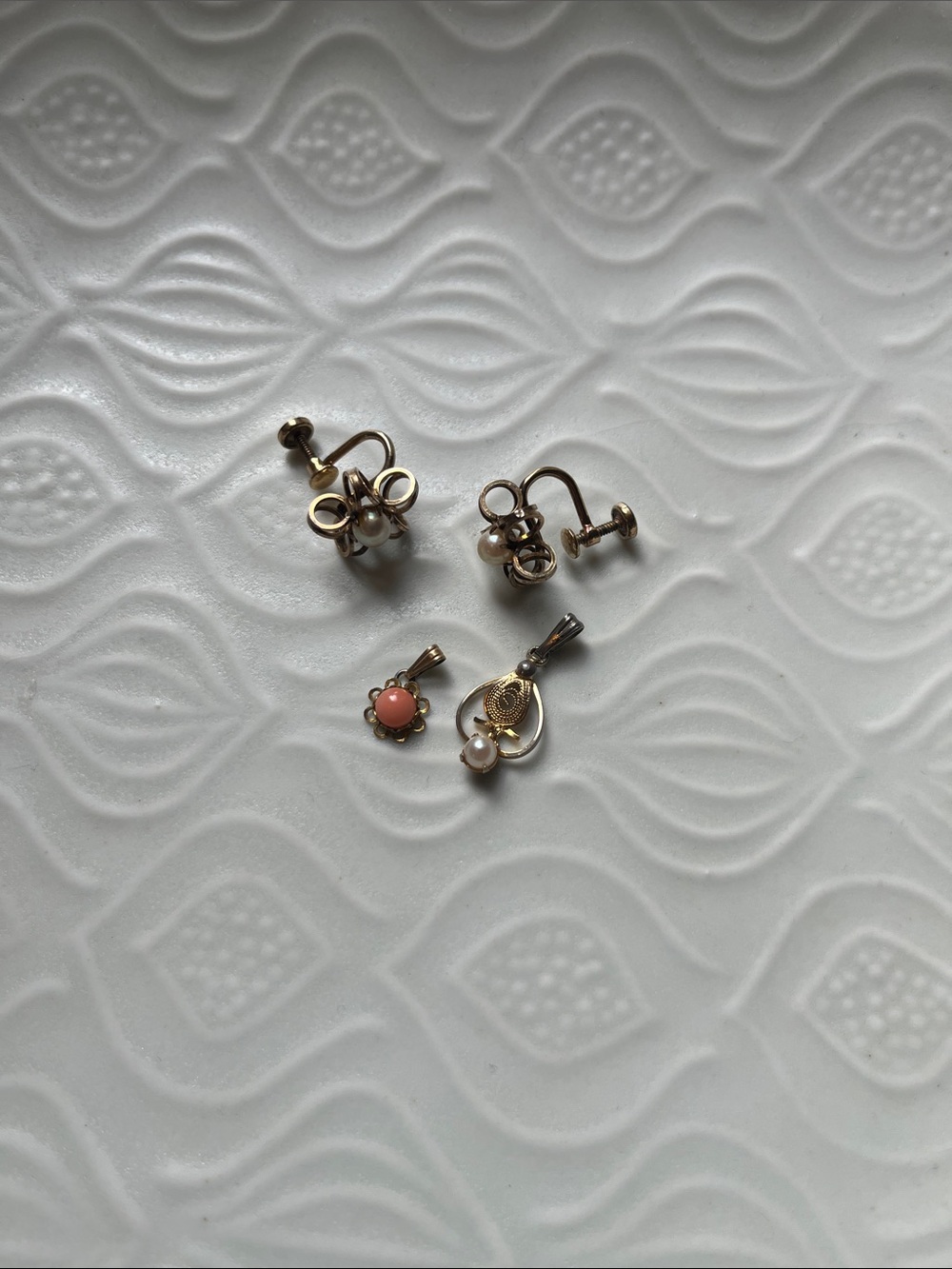 12K GF pendants and screwback earrings